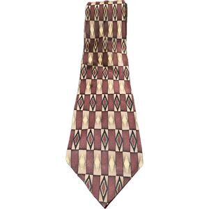 Facets Burgundy Silk Tie Men’s Necktie Geometric Pattern‎
